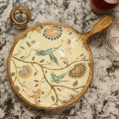Handmade Charcuterie Board Paddle Tray  with dip bowl - Hummingbird