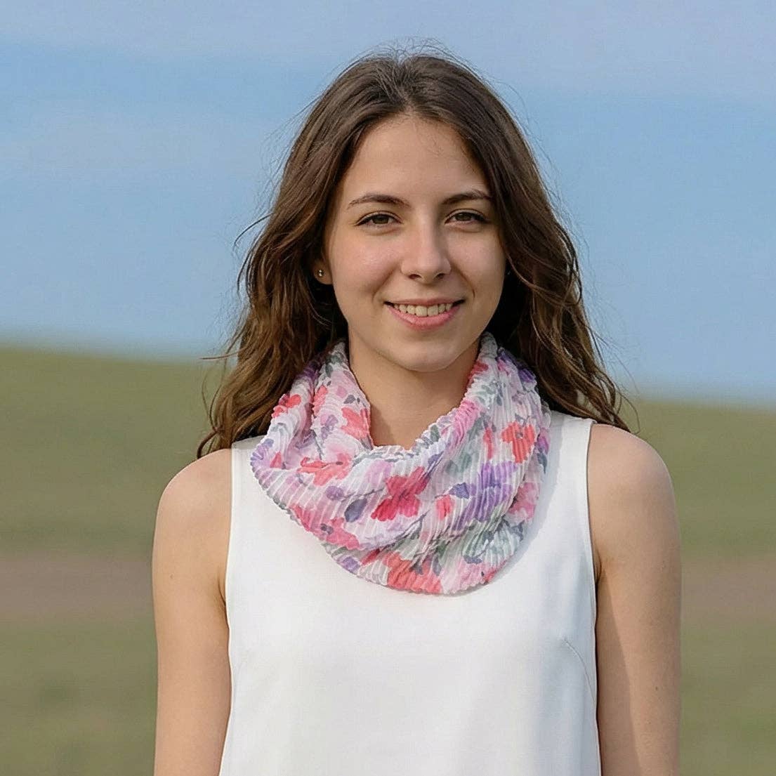 Pastel Flowers Neck Scarf | Magnetic Clasp Snood