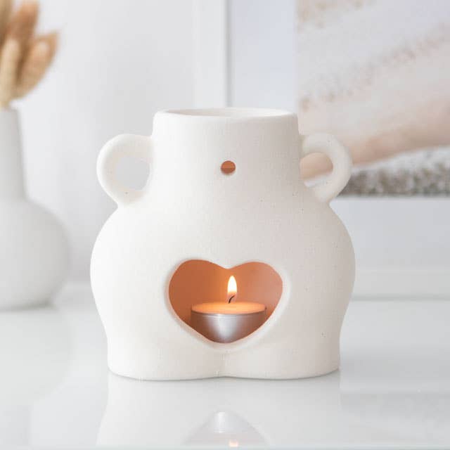 Cream Speckle Bum Oil Burner and Wax Warmer H13cm