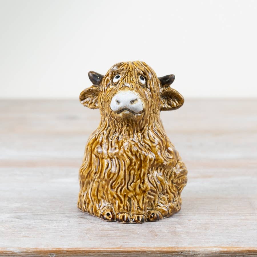 Glazed Highland Cow Ornament, 11.5cm