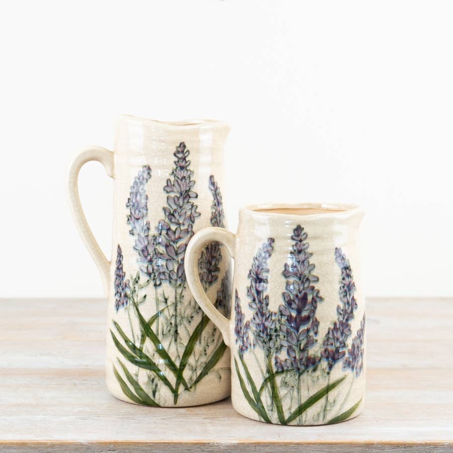 Lavender Design Ceramic Vase Jug, 19.5cm