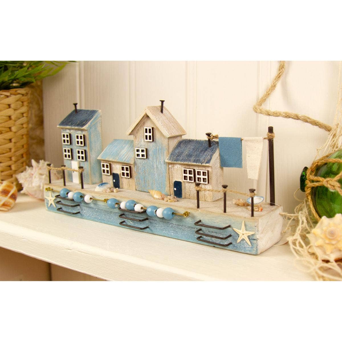 Harbourside Scene with 4 Cottages, W25cm -Good quality!