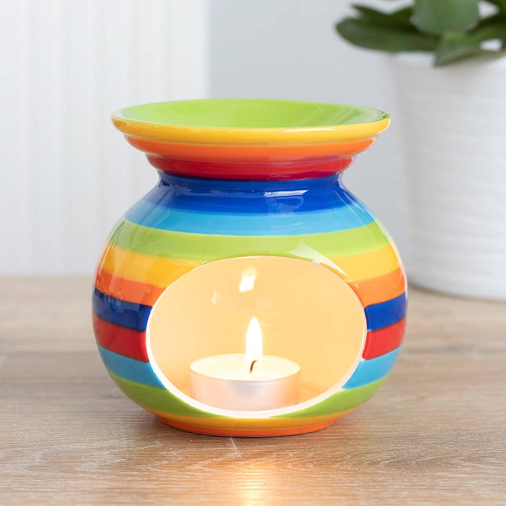 Rainbow Stripe Oil Burner and Wax Warmer H14 cm