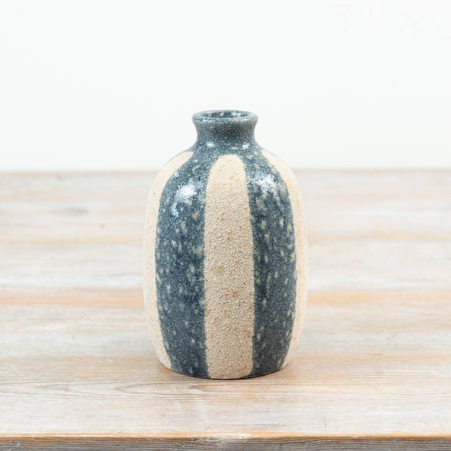 Striped coastal Vase, H15cm