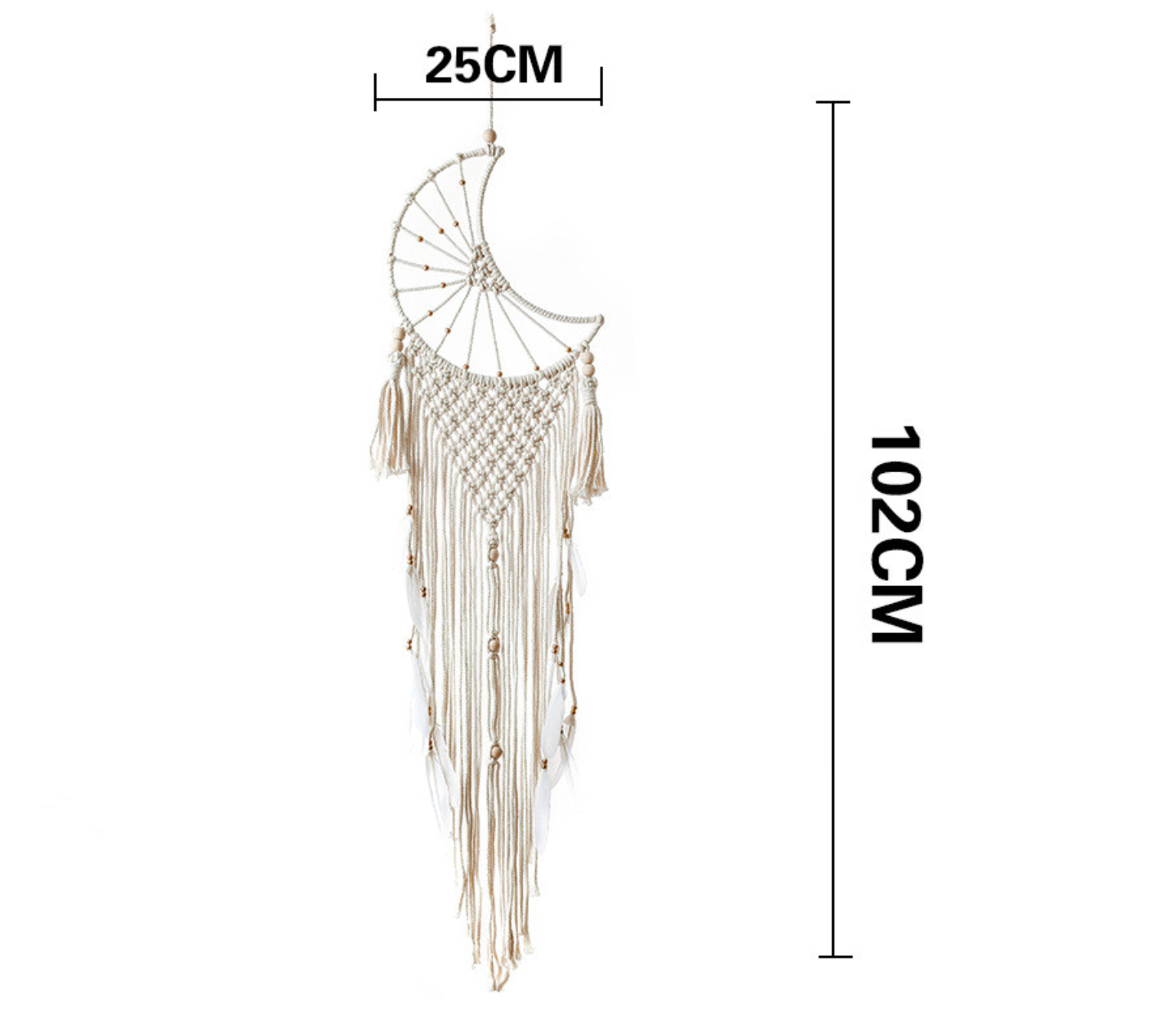 Crescent Moon Macramé Dreamcatcher | Boho Wall Hanging