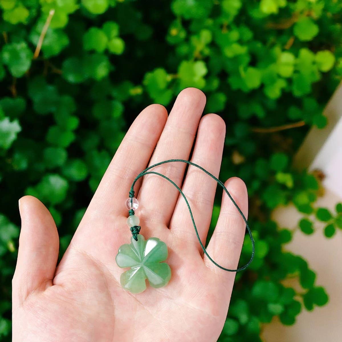 Green Aventurine Four Leaf Clover Keychain | Lucky Crystal Charm