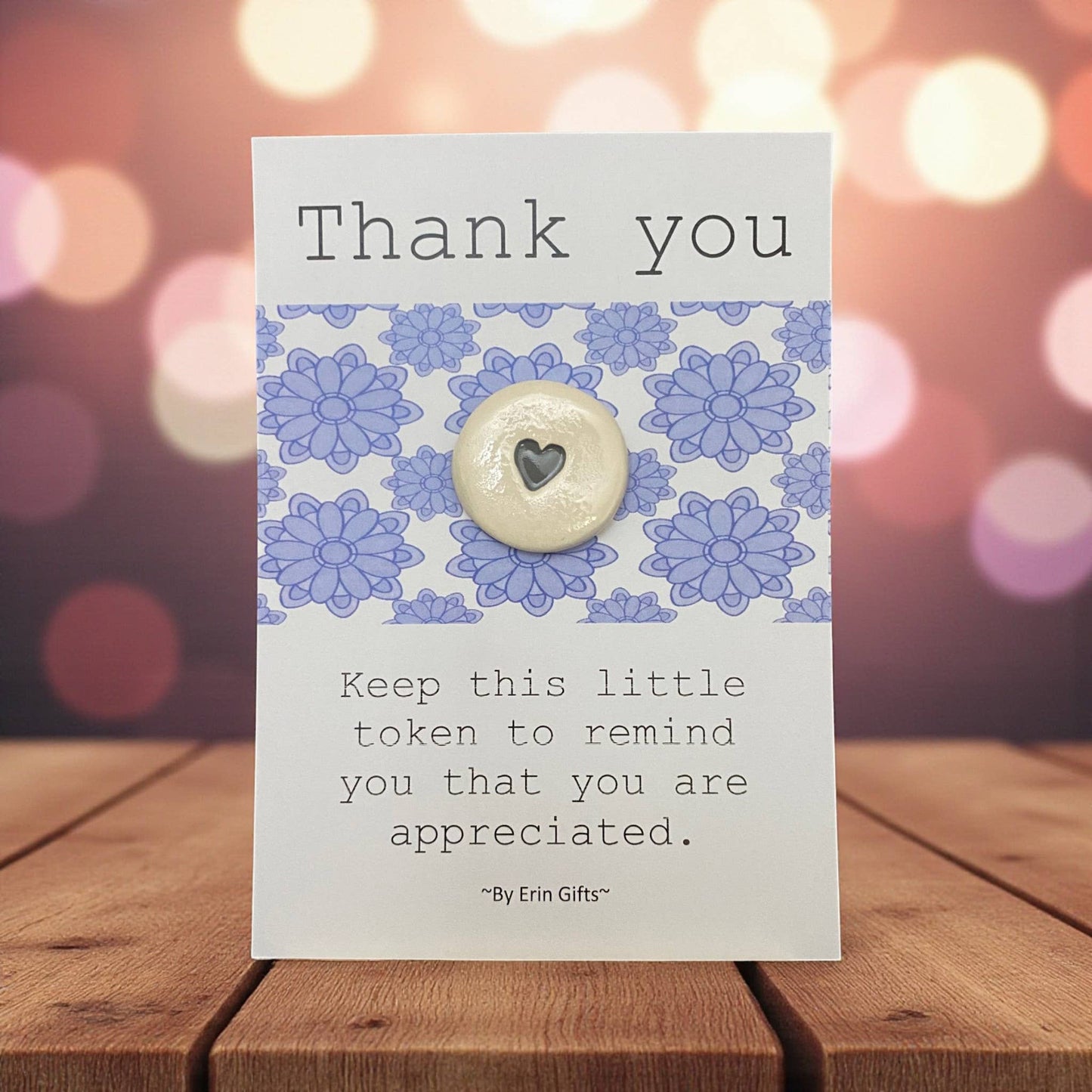 Thank you  Ceramic Pocket Token Pocket Hug and Card