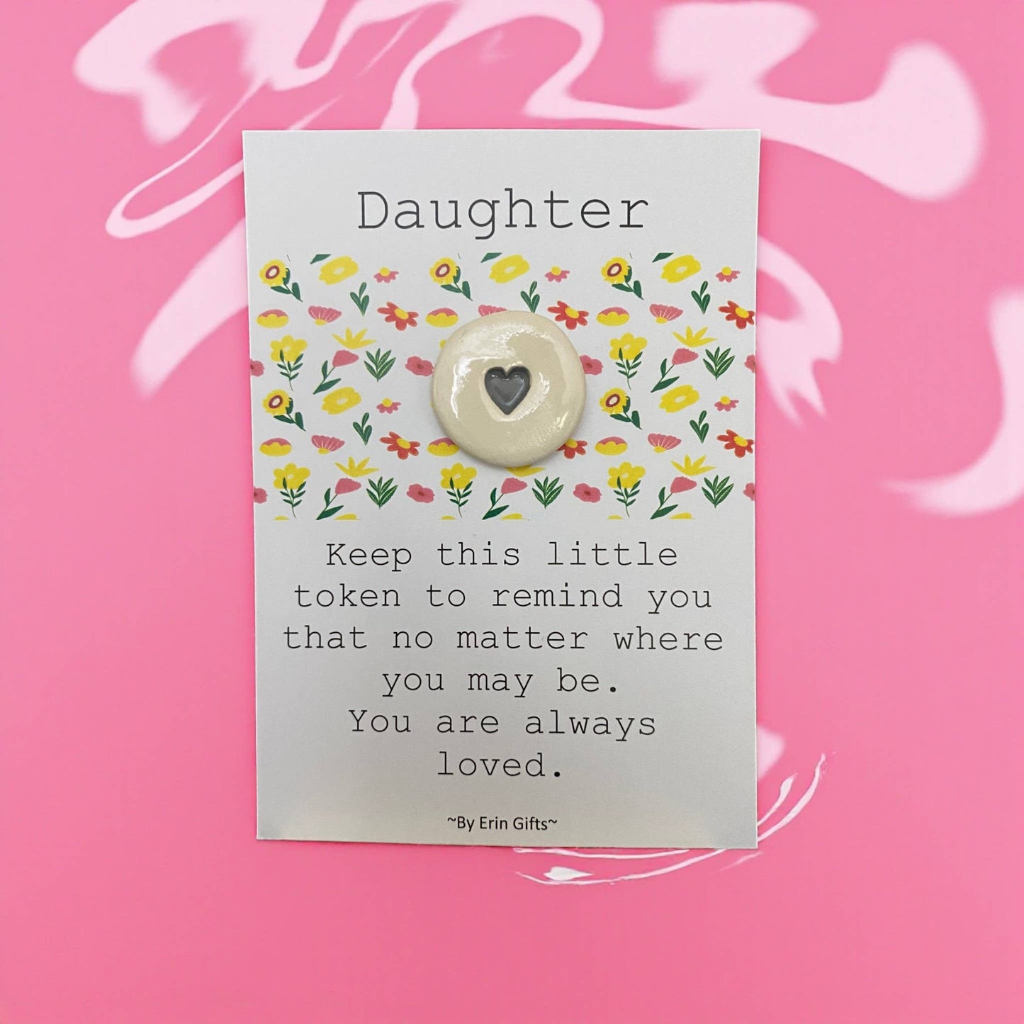 Daughter Ceramic Pocket Token Pocket Hug and Card