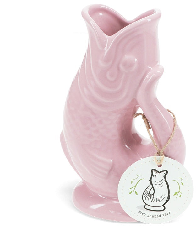 Ceramic Fish Vase - Pink 17cm