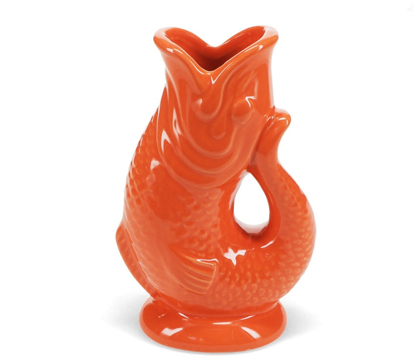Ceramic Fish Vase - Orange 17cm