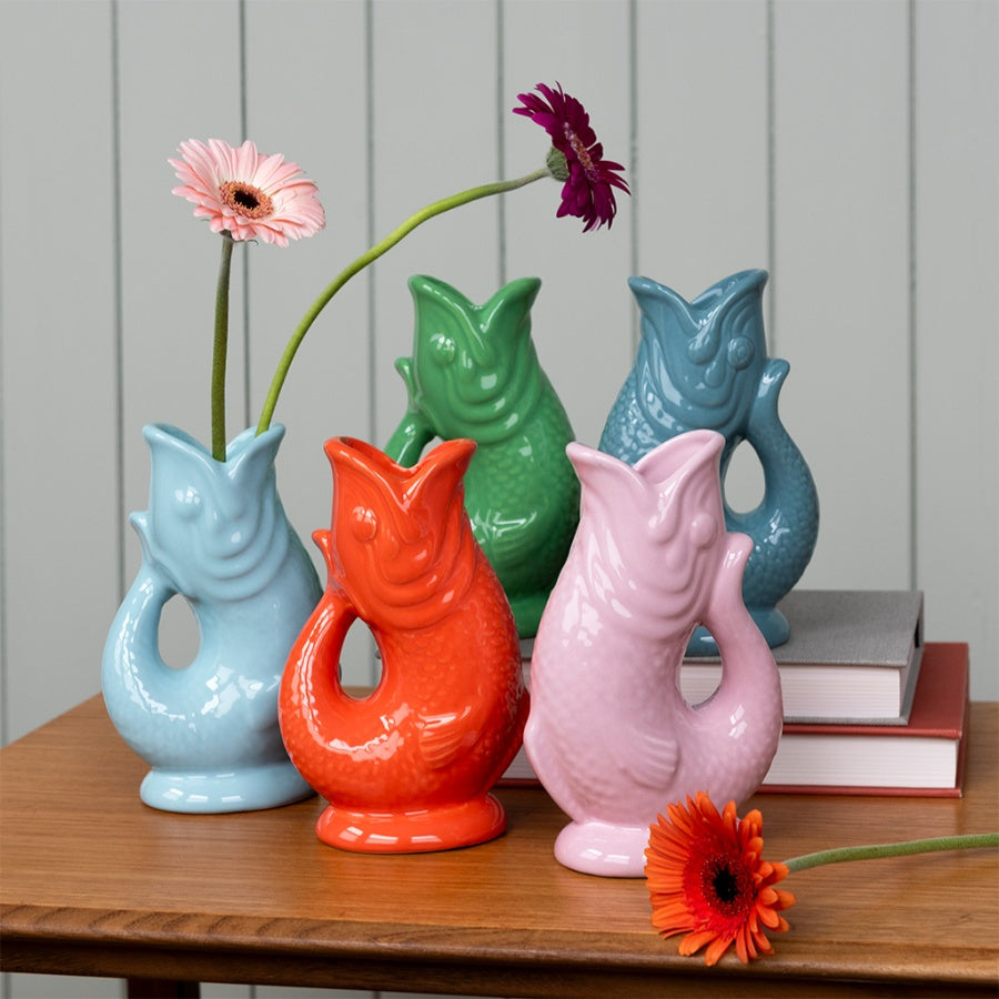 Ceramic Fish Vase - Green, 17cm