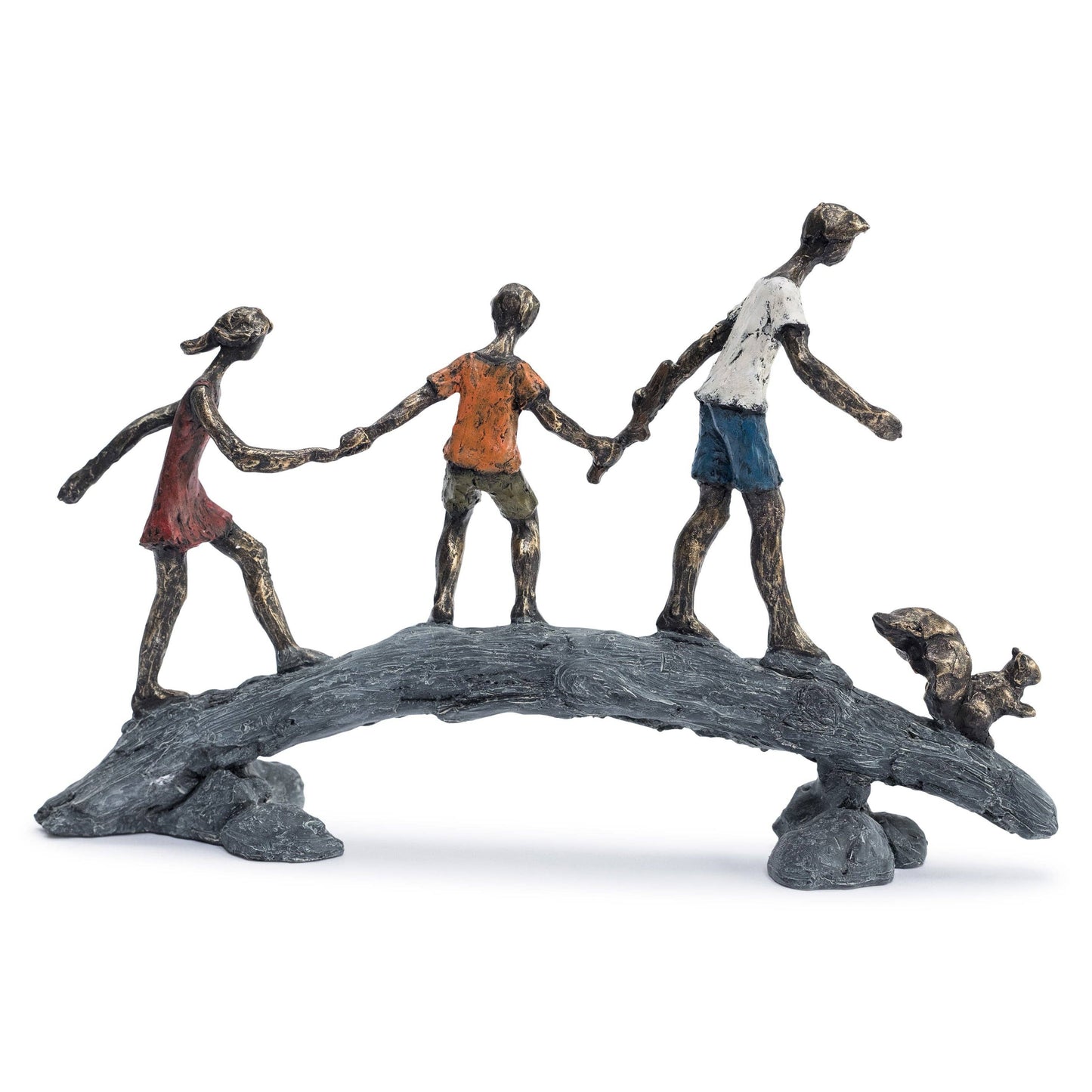 Children on a Bridge sculpture H23cm