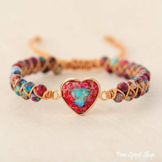Imperial Jasper Heart Beaded Bracelet