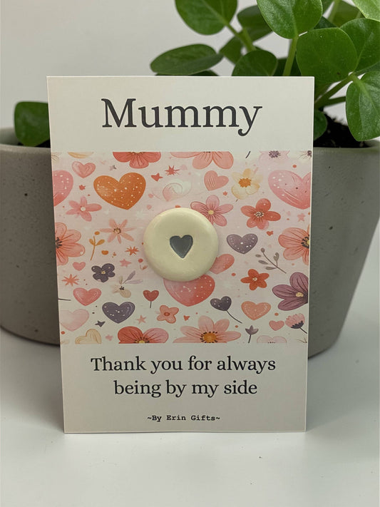 Mummy, Thankyou. Ceramic Pocket Token Pocket Hug and Card