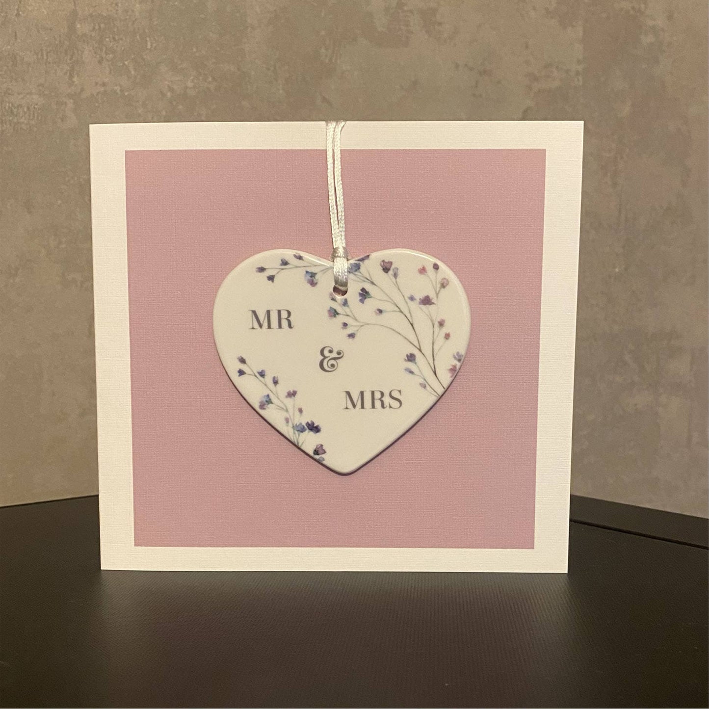 Mr and Mrs Wedding Card & Ceramic Keepsake Gift