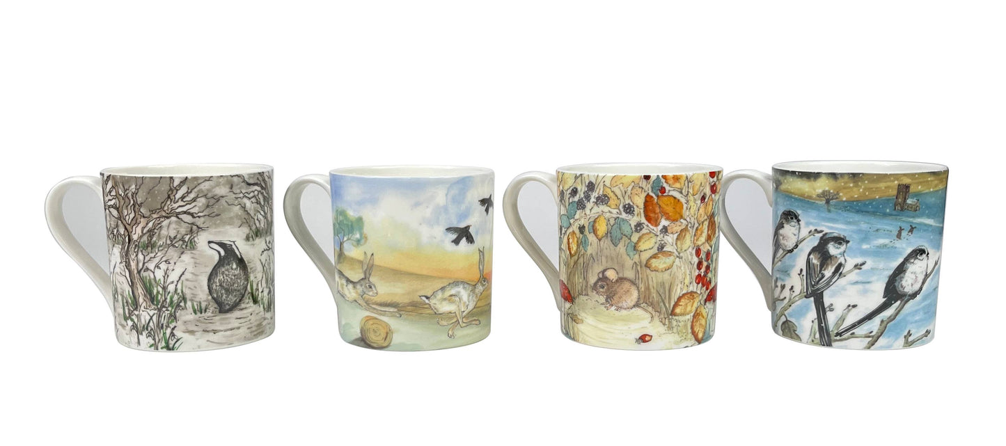 Harvest Mouse Illustrated Bone China Mug with Gift Box