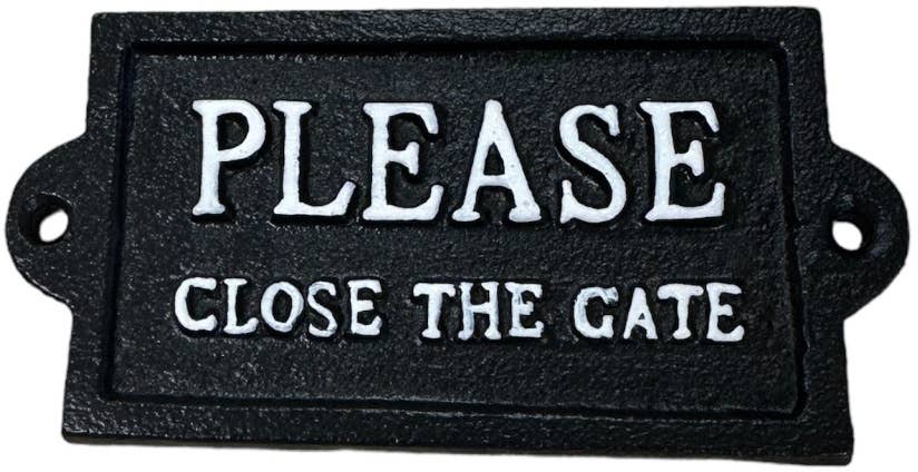 Please Close The Gate, 12.7cm In Jet Black cast Iron