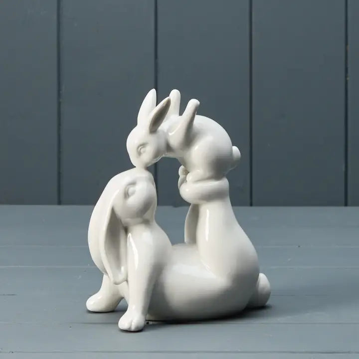Ceramic White Love You Rabbits H17cm