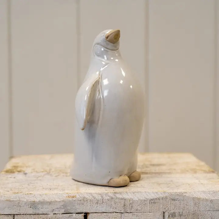 Medium Stone Glazed Ceramic Penguin Ornament