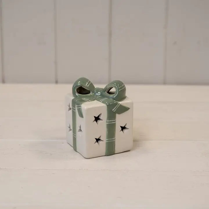 White/Green Ceramic Present with Led