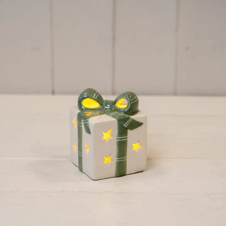 White/Green Ceramic Present with Led