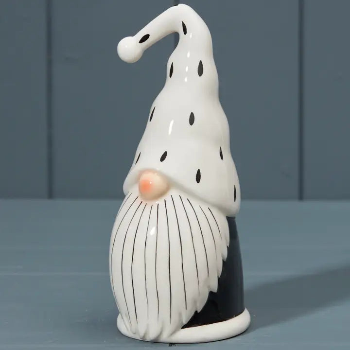 Black and White Ceramic Santa L8.3cm x D7.8cm x H17.2cm