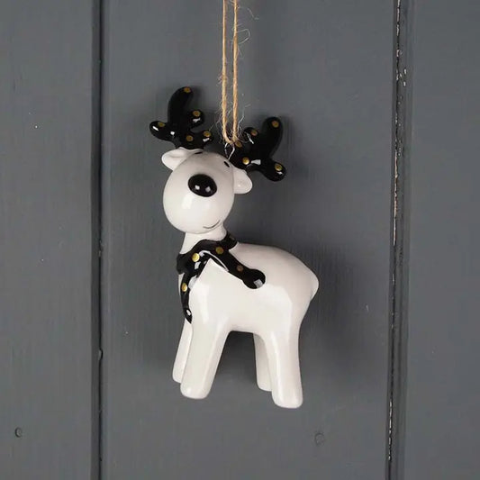 Black and White Ceramic Deer L5.2xD3.5xH8.8cm