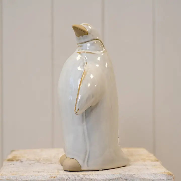 Large Stone Glazed Ceramic Penguin Ornament