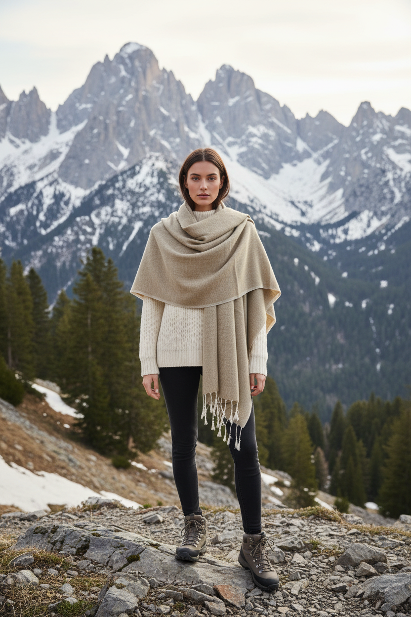 Luxurious Herringbone Weave Oversized Winter Scarf -Ethically sourced and Vegan