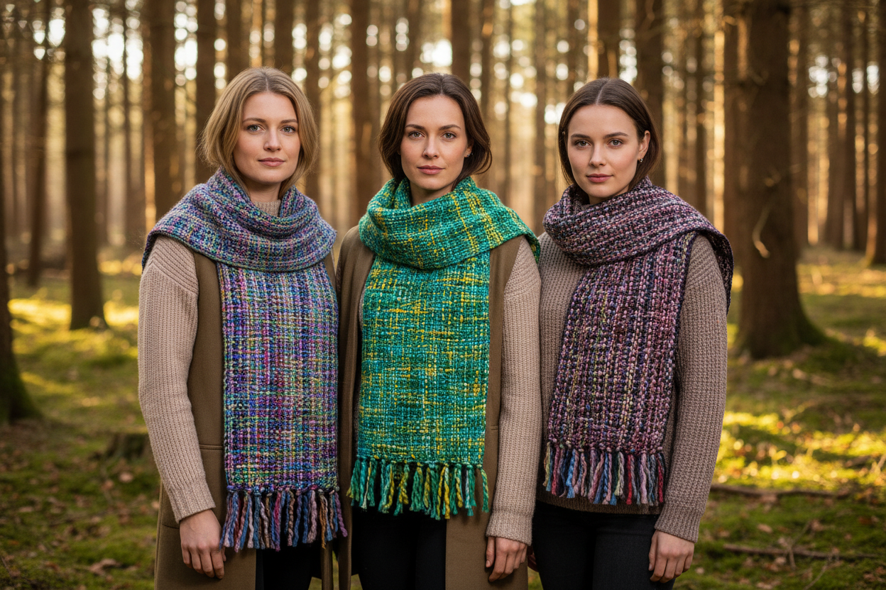 Chunky Tweed Scarf - Assorted colour choice- Hand-dyed and handwoven.