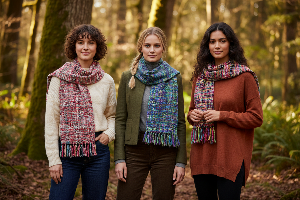 Chunky Tweed Scarf - Assorted colour choice- Hand-dyed and handwoven.