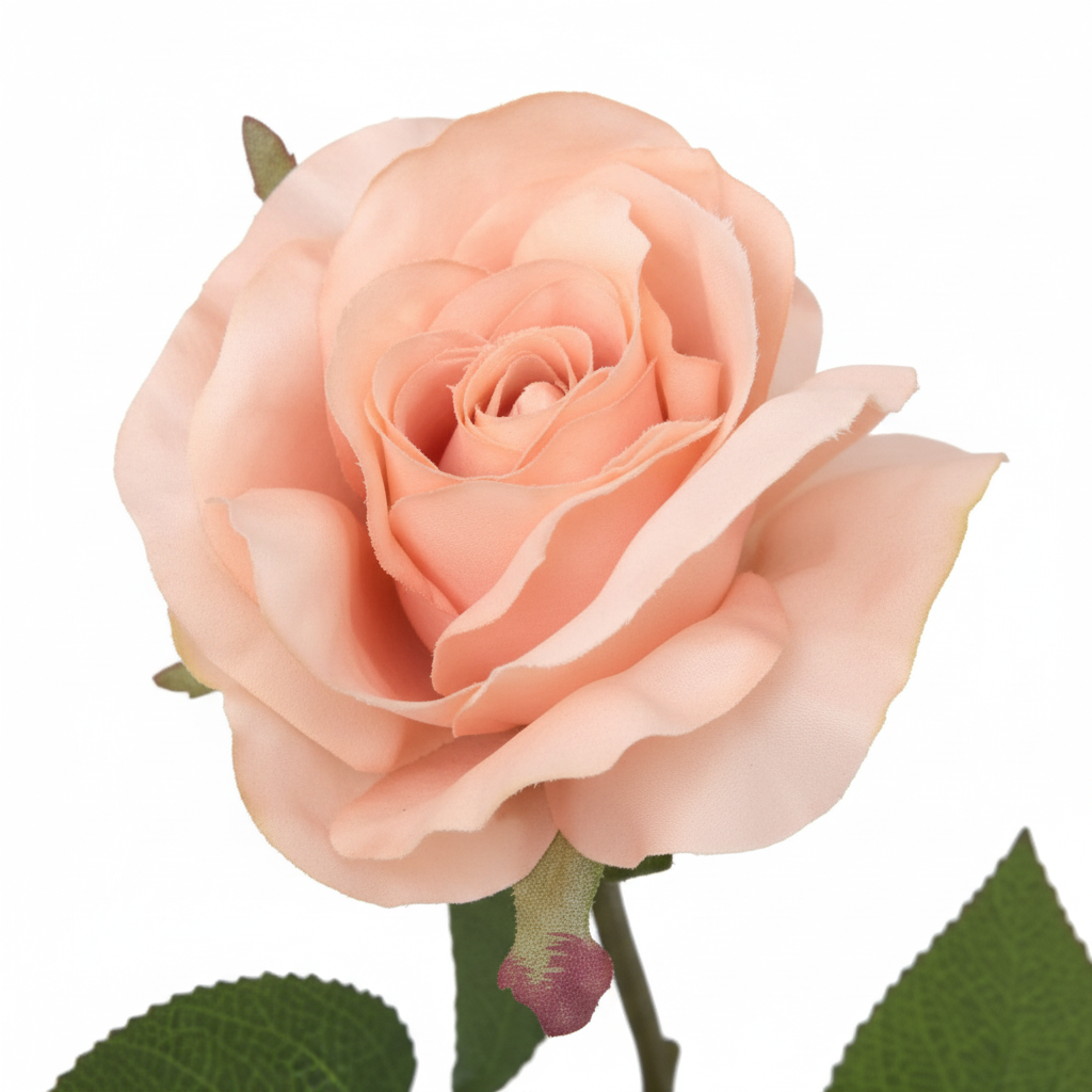 Artificial Open Rose - Light Peach H54cm