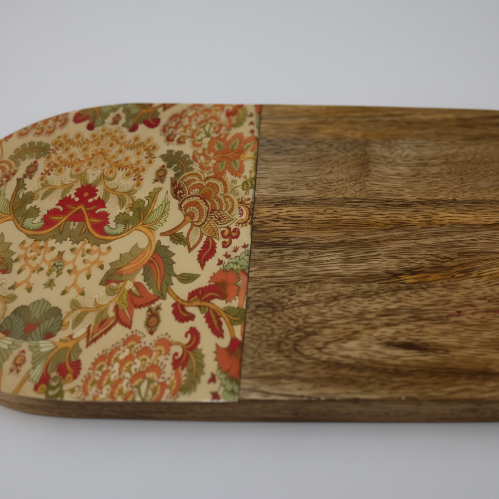 Cheese Board Charcuterie Board, Snack Serving Board With French Floral Print