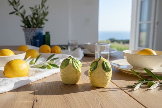 Mediterranean Lemon Salt and Pepper Pots Gift Set -Boxed