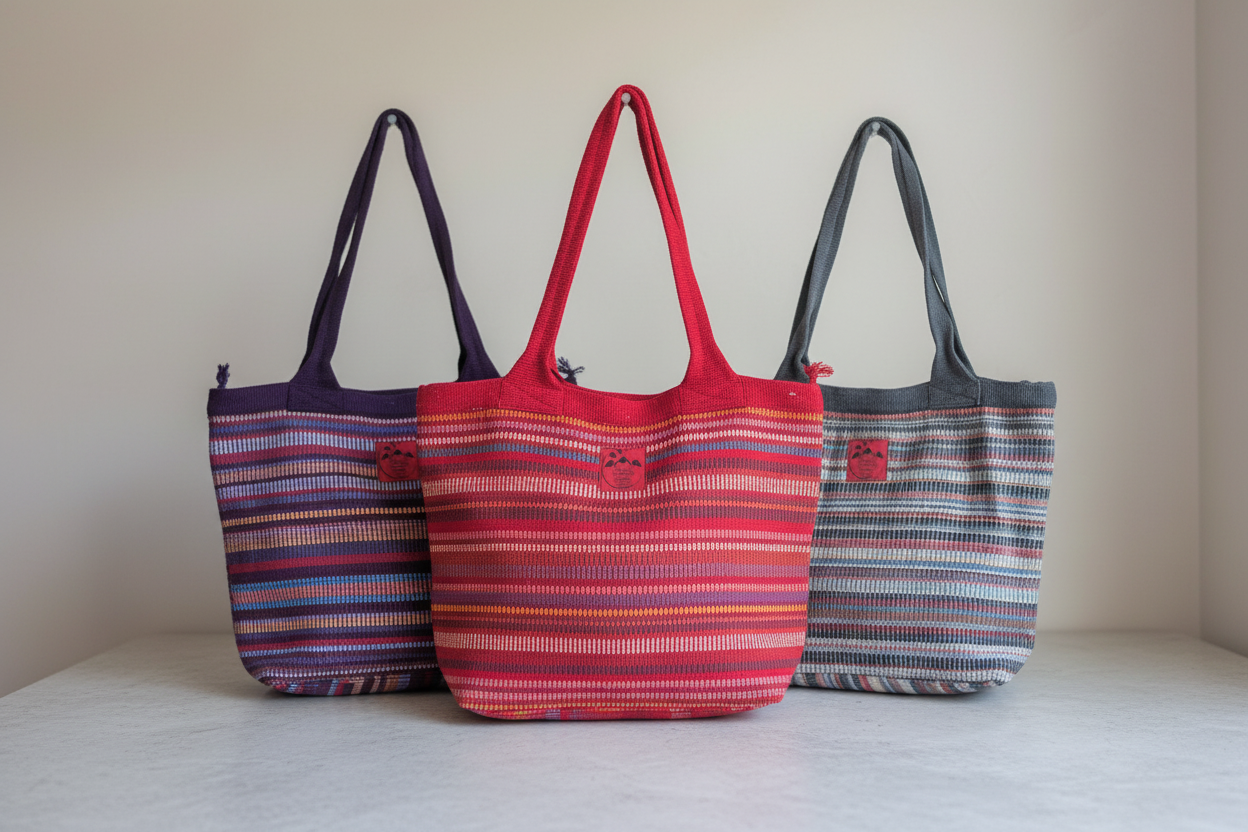 Handwoven Cotton Shopping Bag- Ethically produced in Nepal (3 colours!)