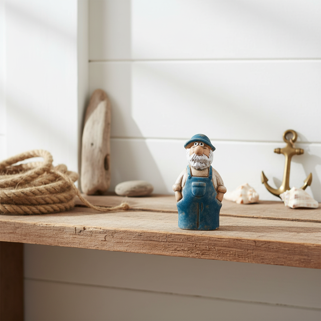 Speckled Blue Fisherman Ornament 12.4cm