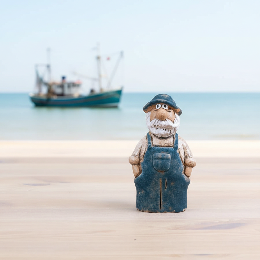 Speckled Blue Fisherman Ornament 12.4cm
