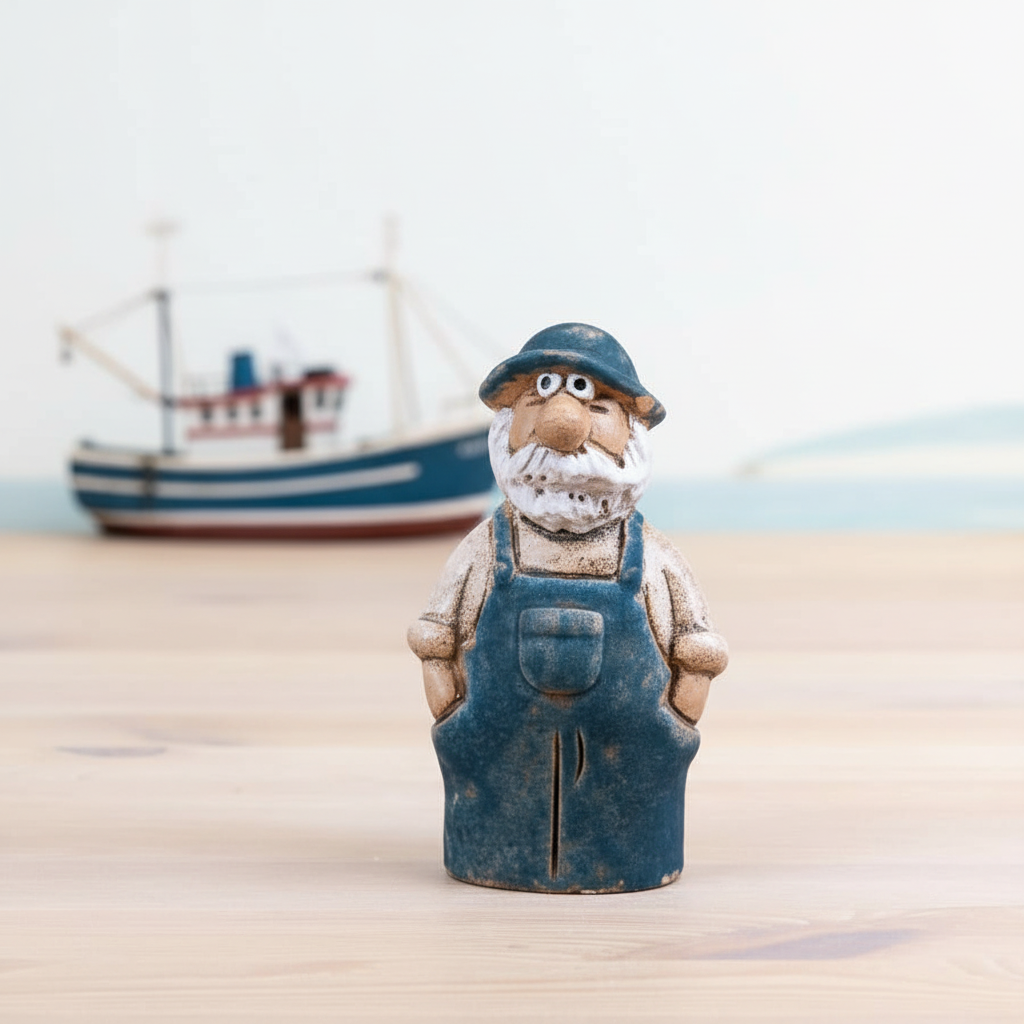 Speckled Blue Fisherman Ornament 12.4cm