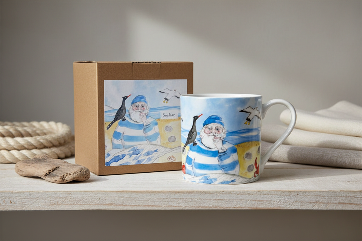 Seafarer Illustrated 375ml Bone China Mug with Gift Box