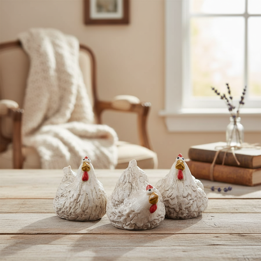 Small Rustic Chicken Deco, 8.1cm