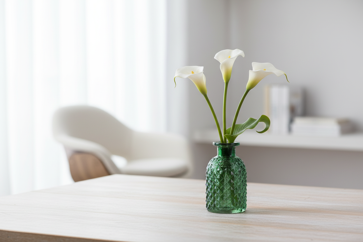 Green Glass, Patterned Flower Vase Or Diffuser Bottle, 9.2cm