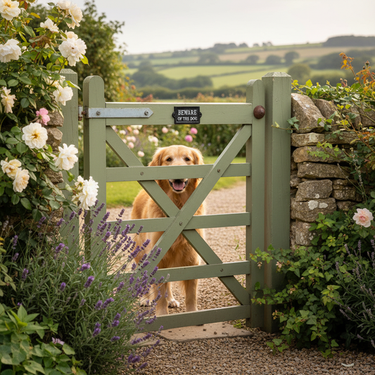Beware Of The Dog Sign, 12.7cm in Cast iron, Jet Black.