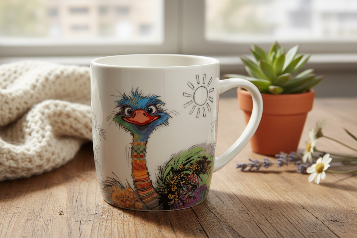 Bug Art Oscar Ostrich Mug with presentation box