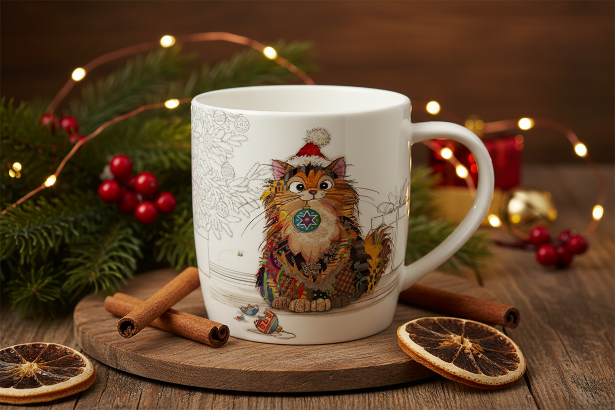 Bug Art Cat Baubles Mug with presentation box