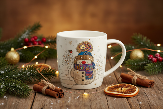 Bug Art Snowman Mug with presentation box.
