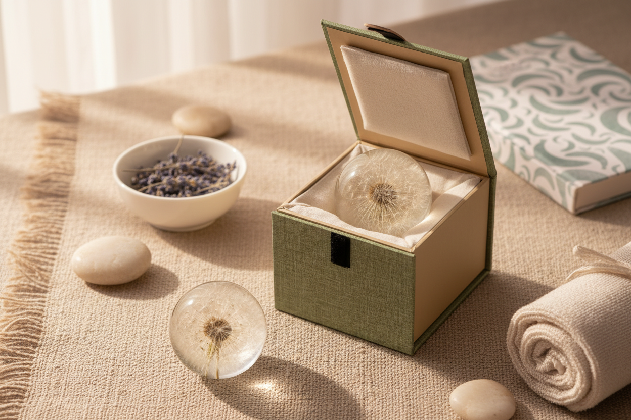 Dandelion Crystal Resin Lens Ball 80mm | Gift Boxed