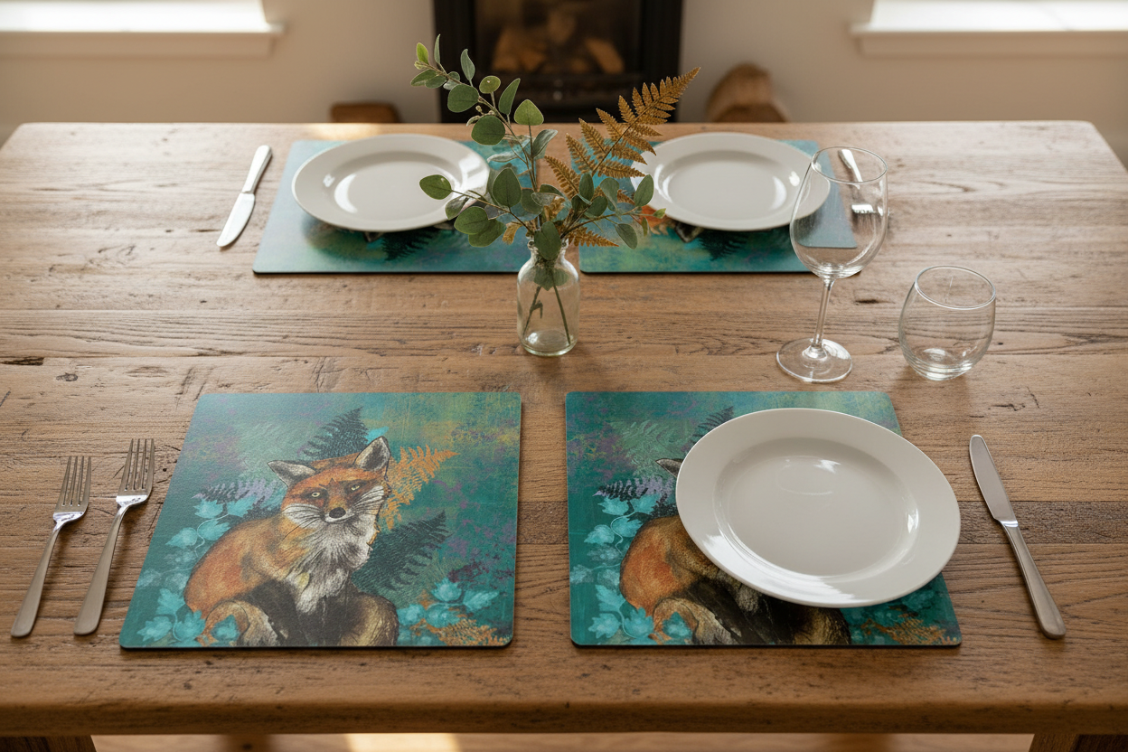 Fox Placemats (Sold in Pairs)-handmade in the UK- Very High quality