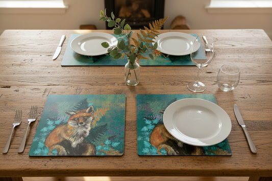 Fox Placemats (Sold in Pairs)-handmade in the UK- Very High quality
