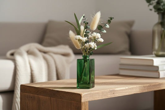 Green Glass Flower Vase or Diffuser Bottle, 12cm