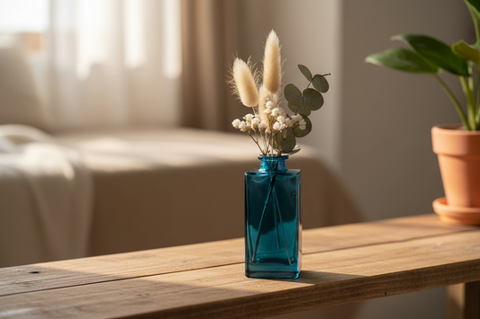 Blue Glass Flower Vase or Diffuser Bottle 12cm